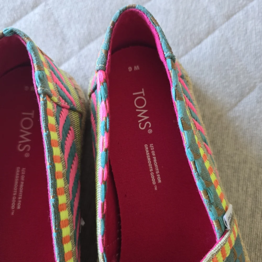 Toms Alpargata Global Jacquard Rope‎ Espadrille Shoes Size 6